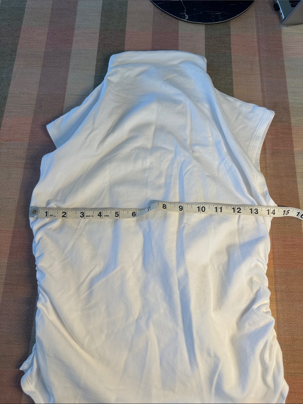 Quince Stretch Cotton Jersey Sleeveless Mock Neck Top white size M - Picture 8 of 8